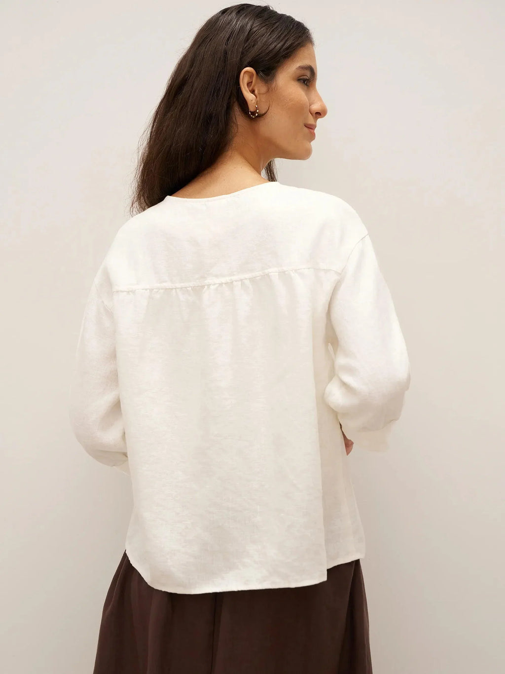 LINTICO 100% Linen Button-Front Drop Shoulder Shirt EASTER — detail shot 6