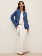 LINTICO Linen Elastic Waist Drawstring Maxi Skirt NINA — LINTICO branding close-up