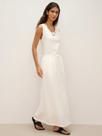 LINTICO Linen Elastic Waist Drawstring Maxi Skirt NINA — detail shot 6