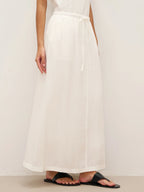 LINTICO Linen Elastic Waist Drawstring Maxi Skirt NINA — construction detail
