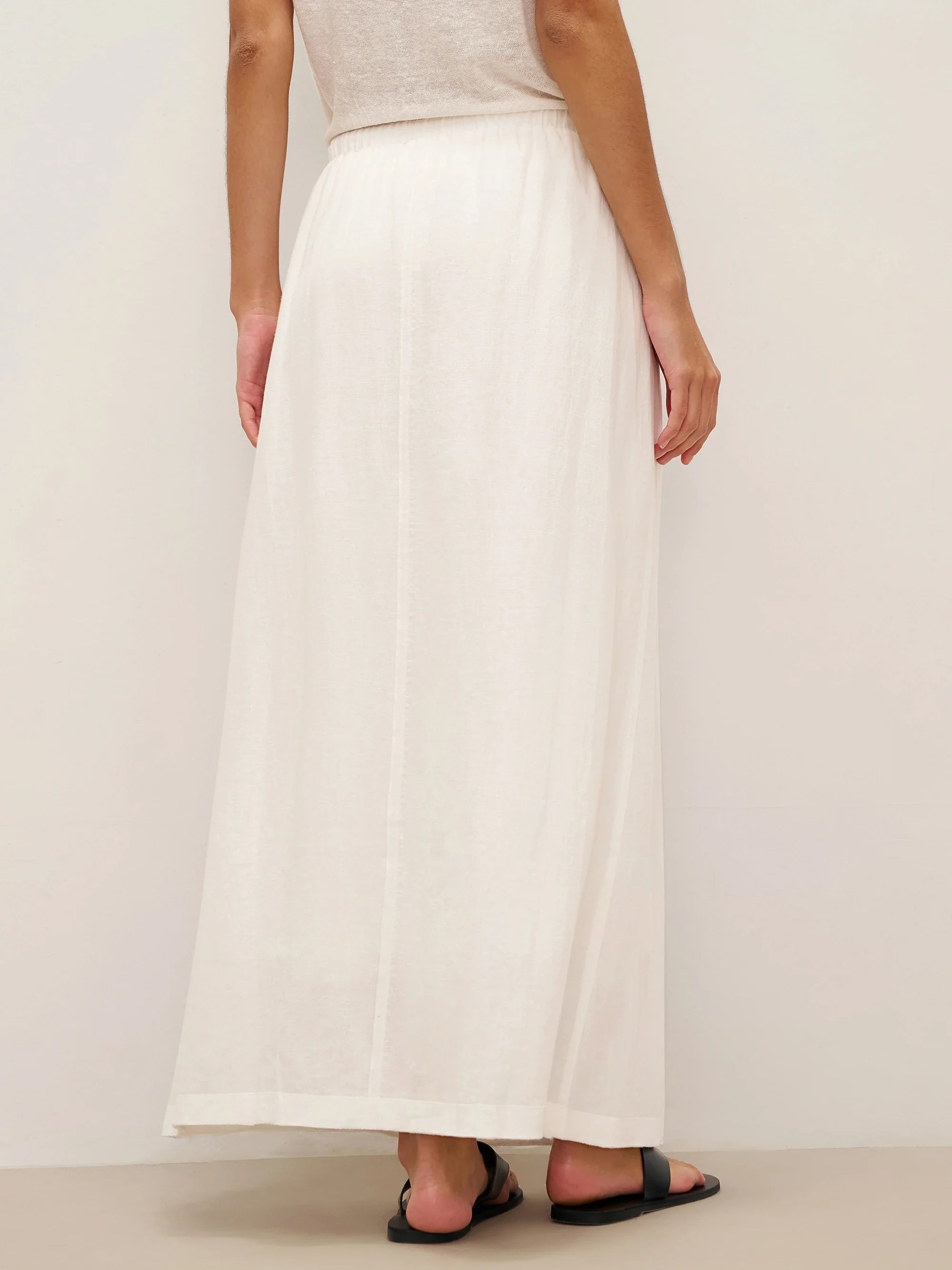 LINTICO Linen Elastic Waist Drawstring Maxi Skirt NINA — bottoms-skirts-linen blend category context