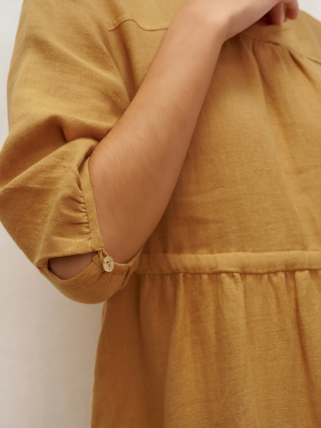 LINTICO 100% Linen A-Line Drawstring Waist Midi Dress DIXIE — feature highlight