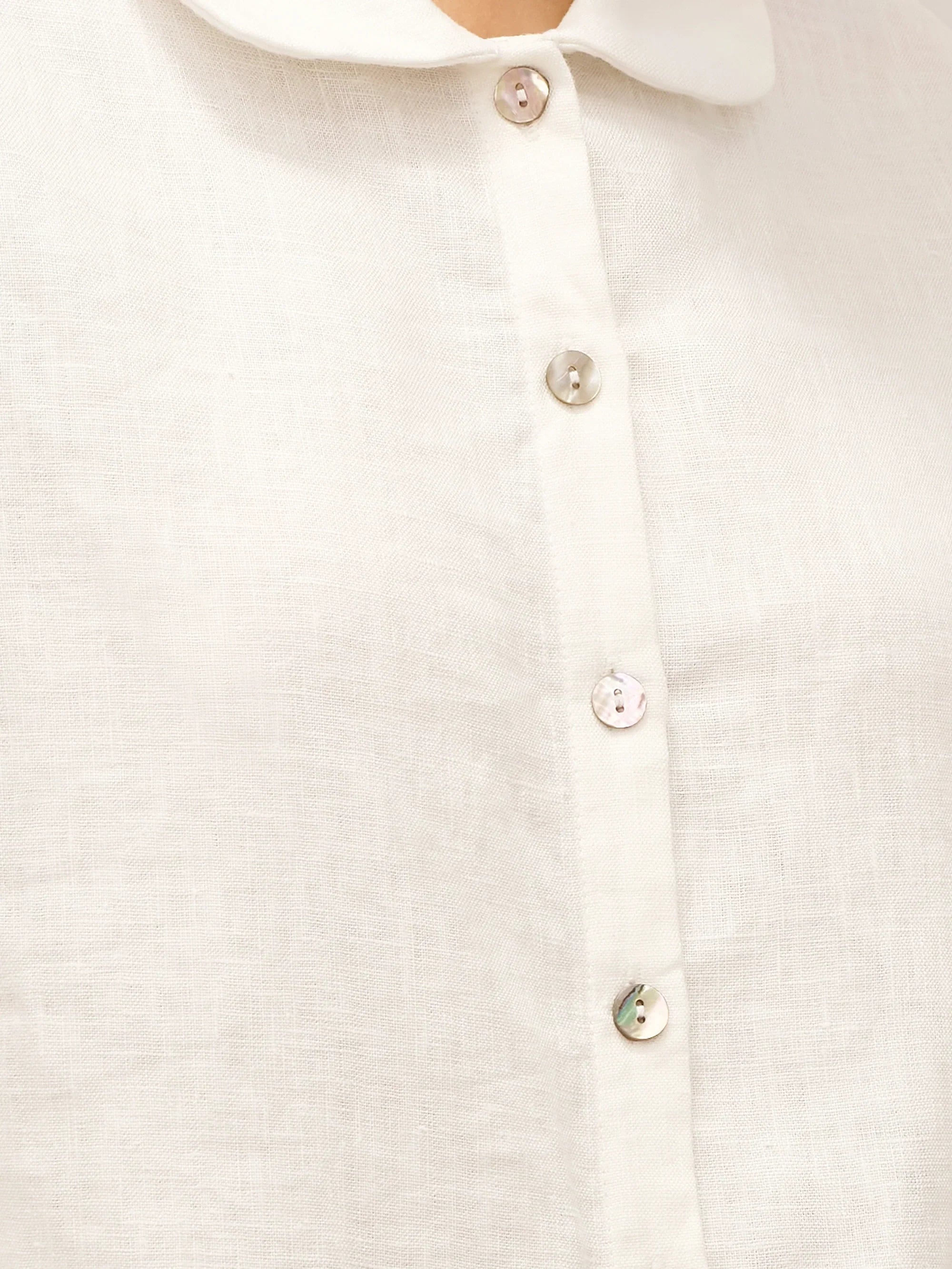 LINTICO 100% Linen Peter Pan Collar 3/4 Sleeve Shirt ASTRID — detail shot 8