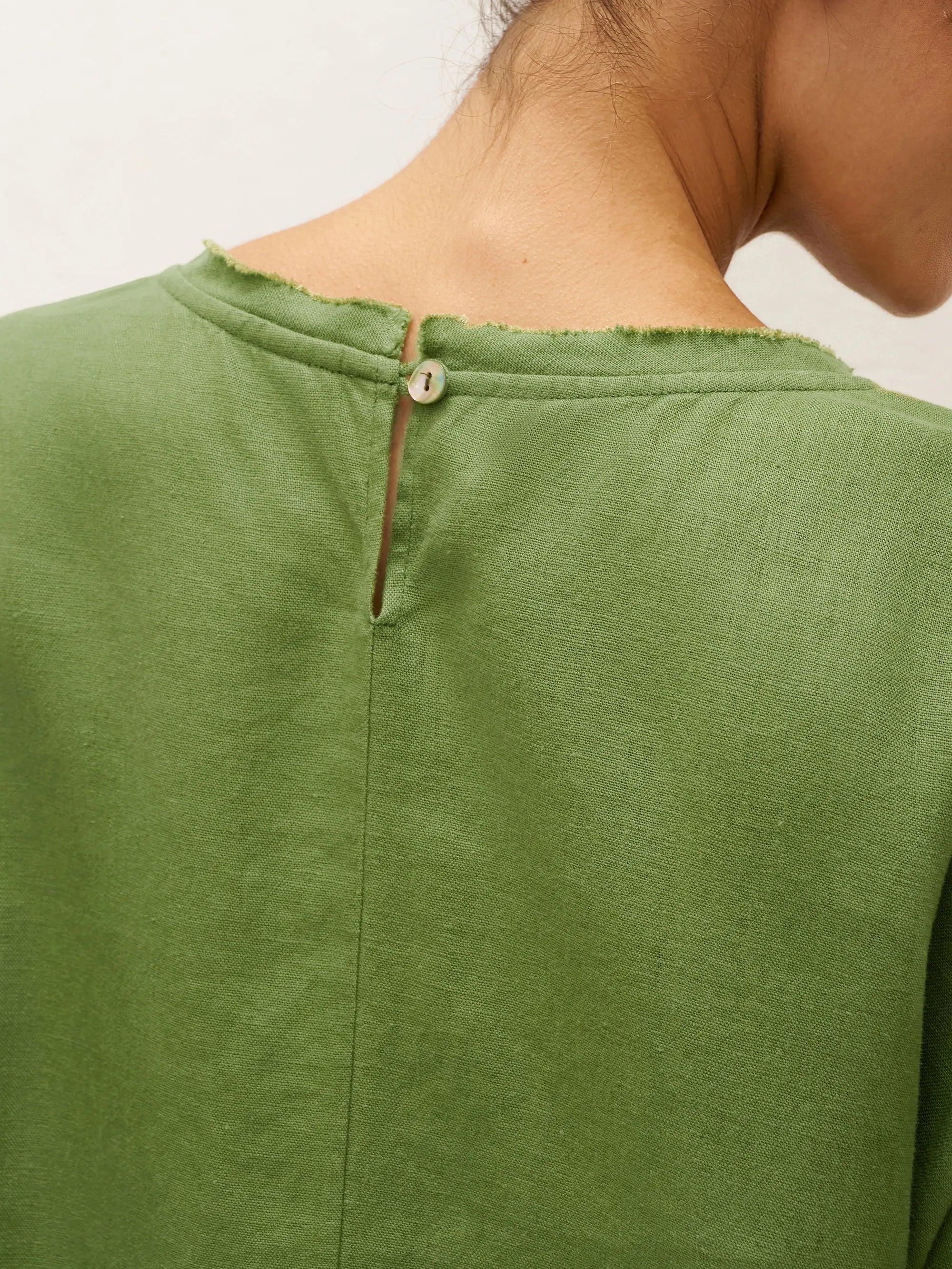 LINTICO 100% Linen Oversized O-Line Belted Midi Dress LORETTA—Multi-Way Wear — detail shot 9