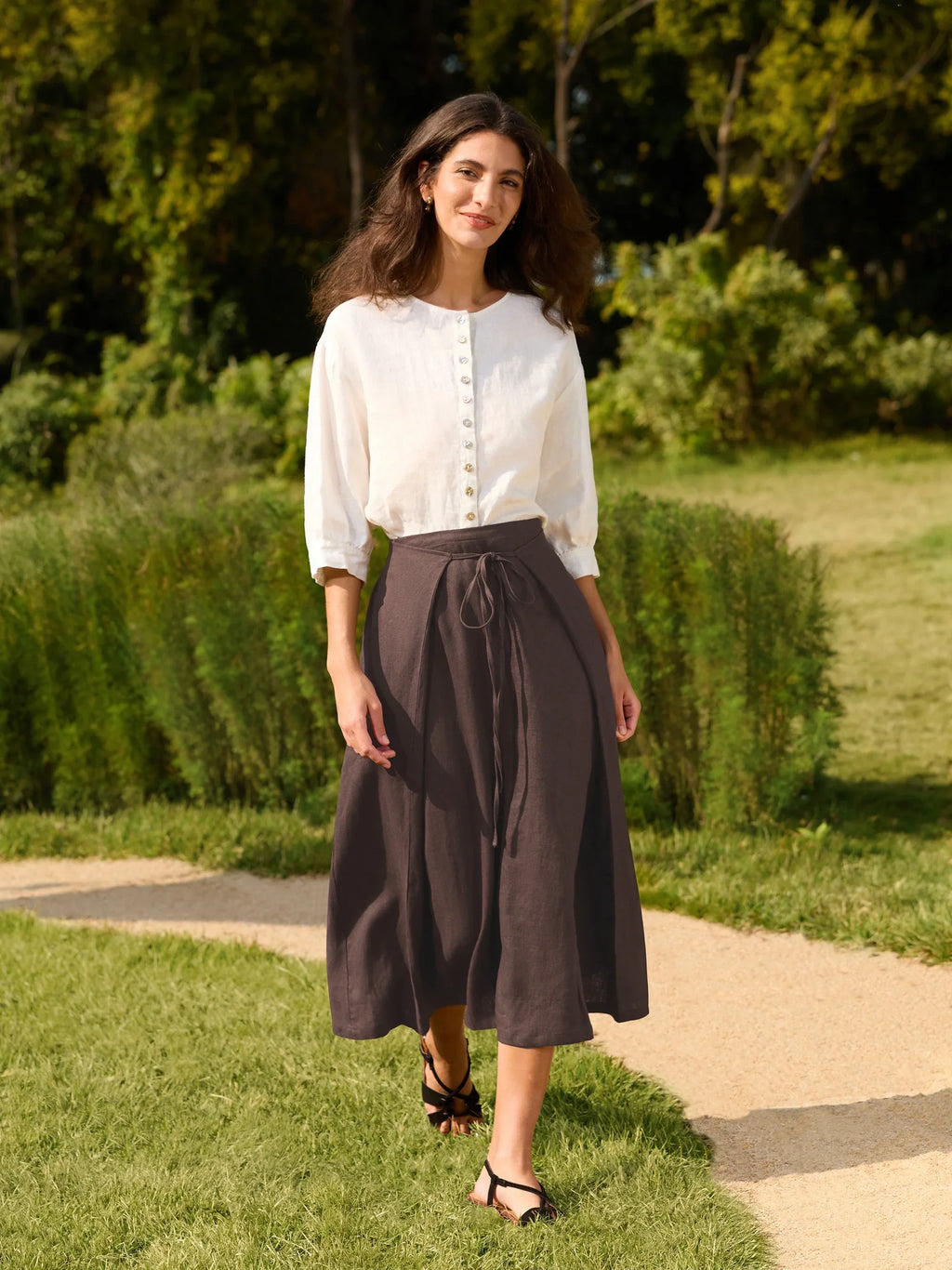 LINTICO 100% Linen Button-Front Drop Shoulder Shirt EASTER — tops-shirts-linen category context