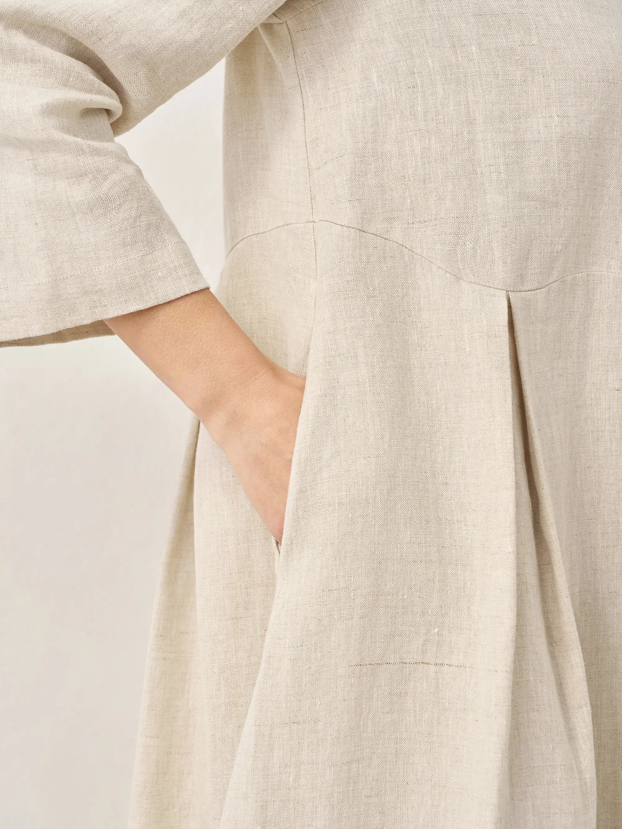 LINTICO 100% Linen Bateau Neck Pleated Maxi Dress ABIGAIL — comparison shot