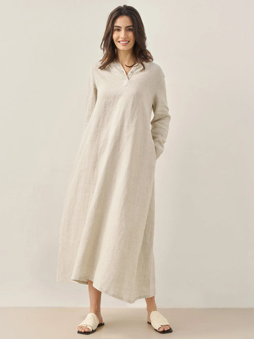 LINTICO 100% Linen Hooded Pullover Maxi Dress REBECCA — main product shot