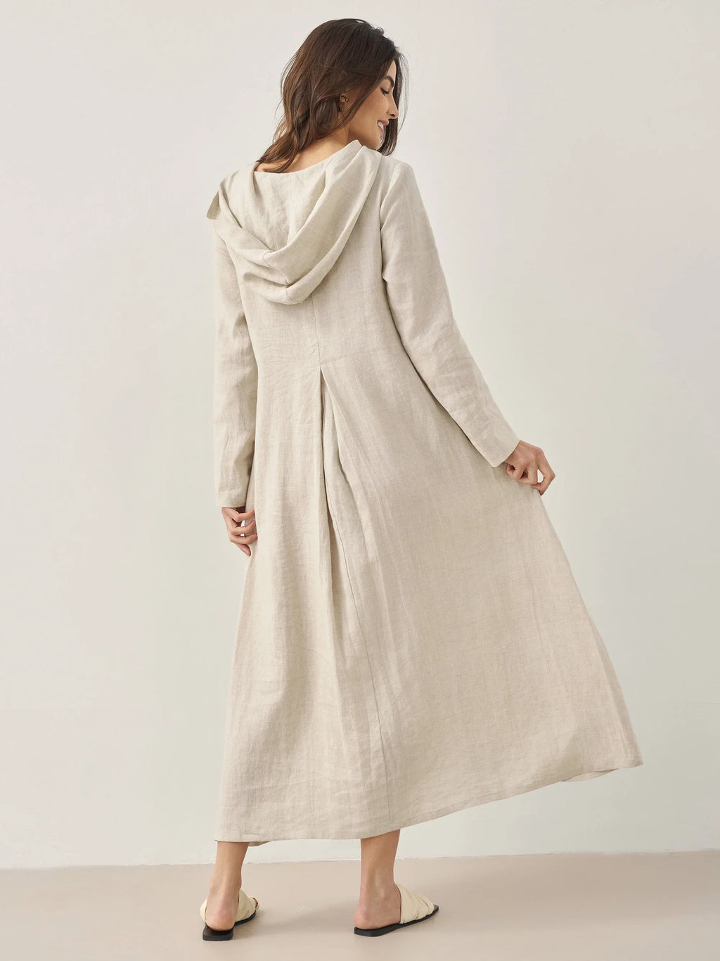 LINTICO 100% Linen Hooded Pullover Maxi Dress REBECCA — detail shot 6