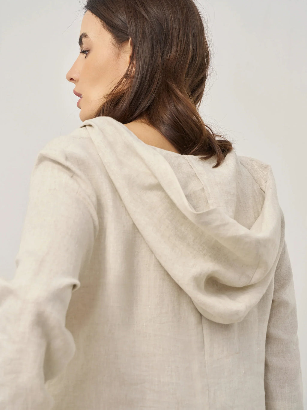 LINTICO 100% Linen Hooded Pullover Maxi Dress REBECCA — detail shot 9
