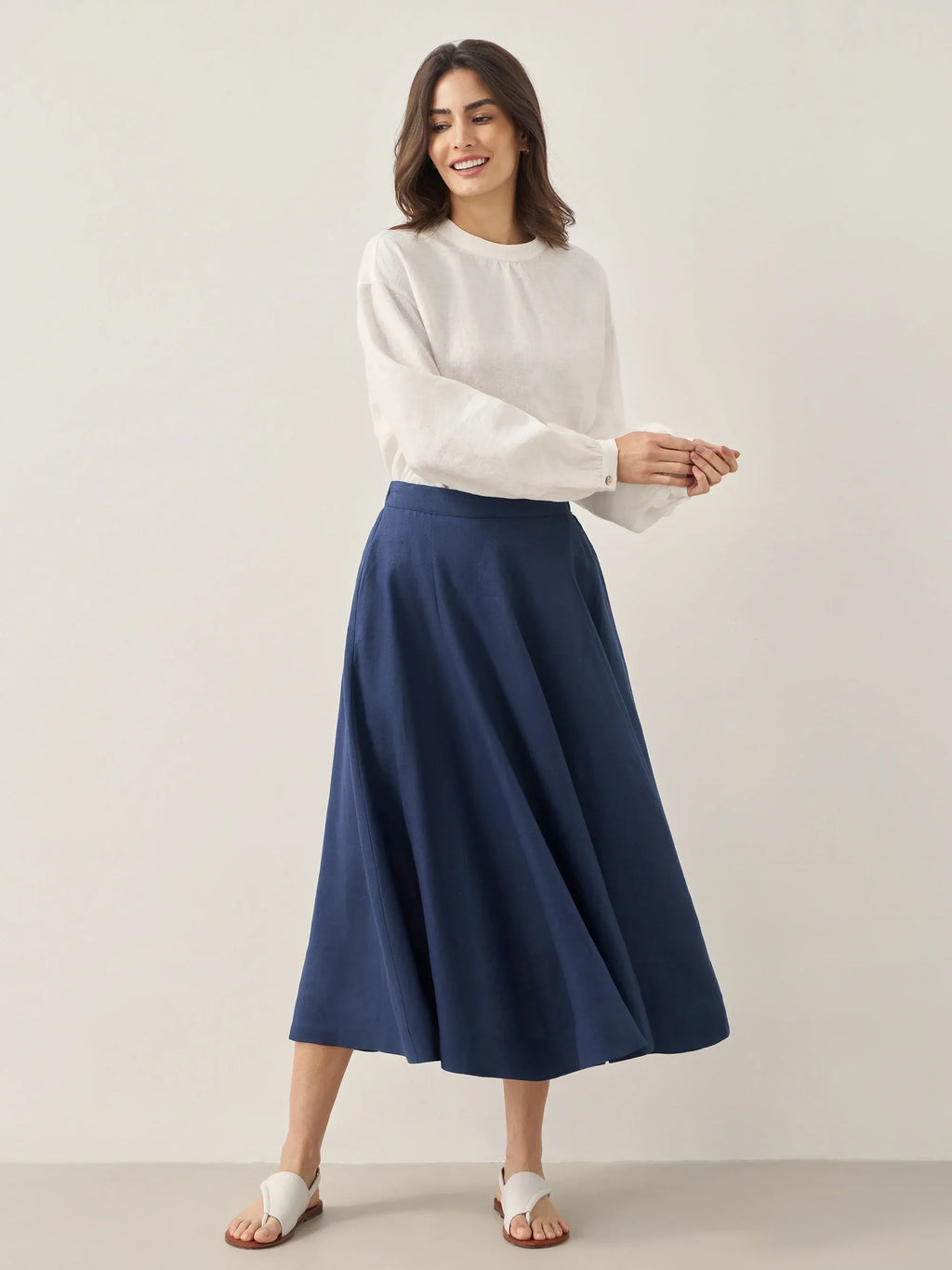 LINTICO 100% Linen A-Line Skirt JEMMA — detail shot 6