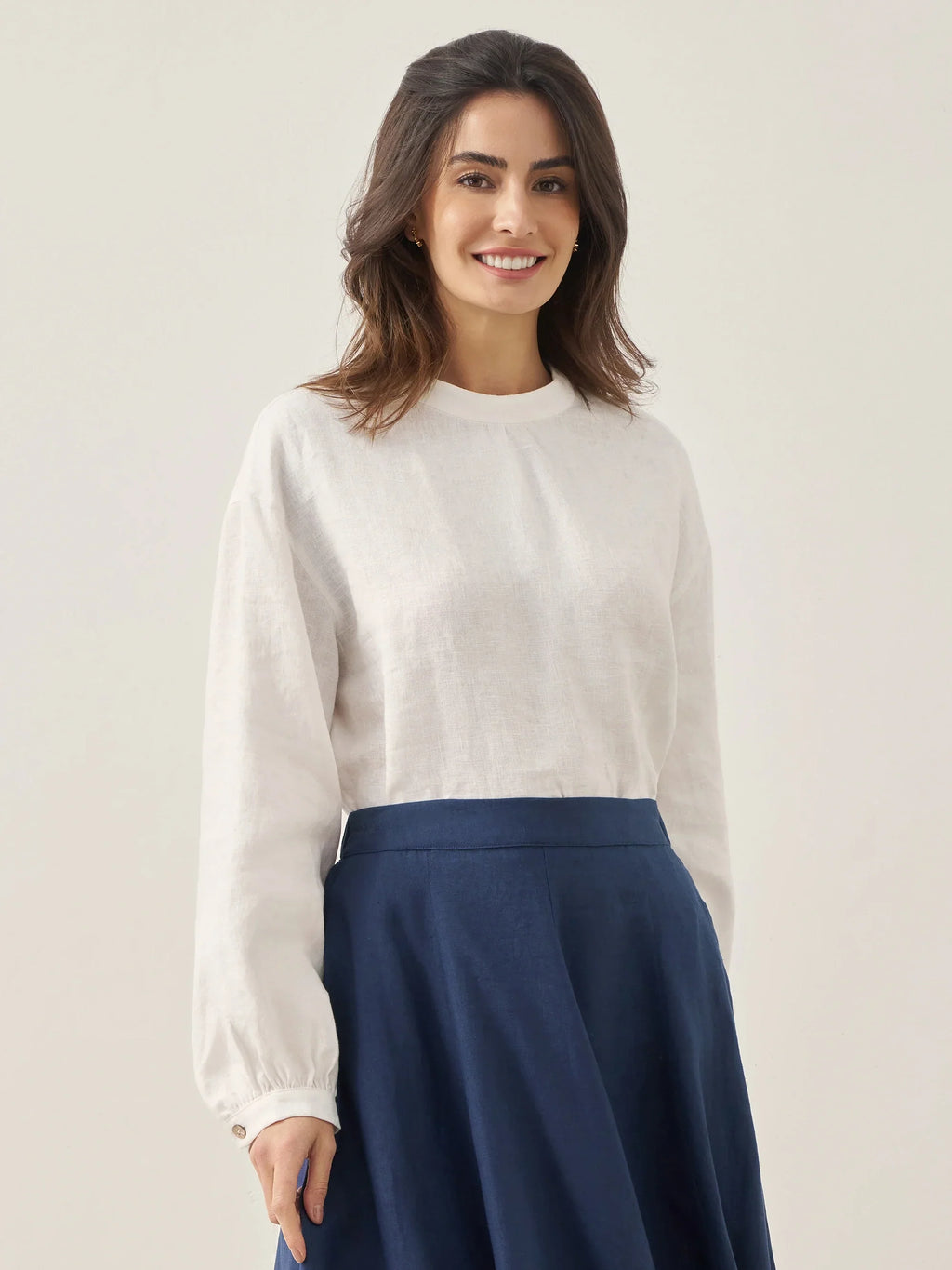 LINTICO LINTICO 100% Linen Mock Neck Long-Sleeve Top DEANNA — main product shot