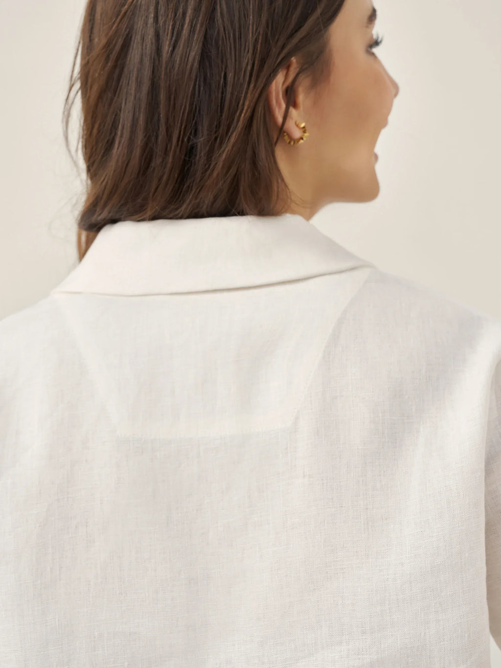 LINTICO 100% Linen Button-Up Short Sleeve Shirt ORENDA — detail shot 9
