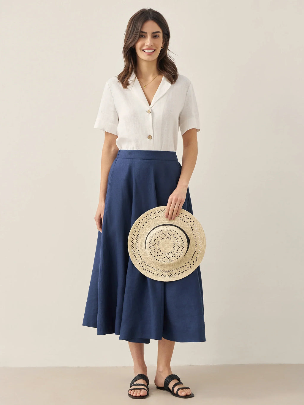 LINTICO 100% Linen Button-Up Short Sleeve Shirt ORENDA — detail shot 7