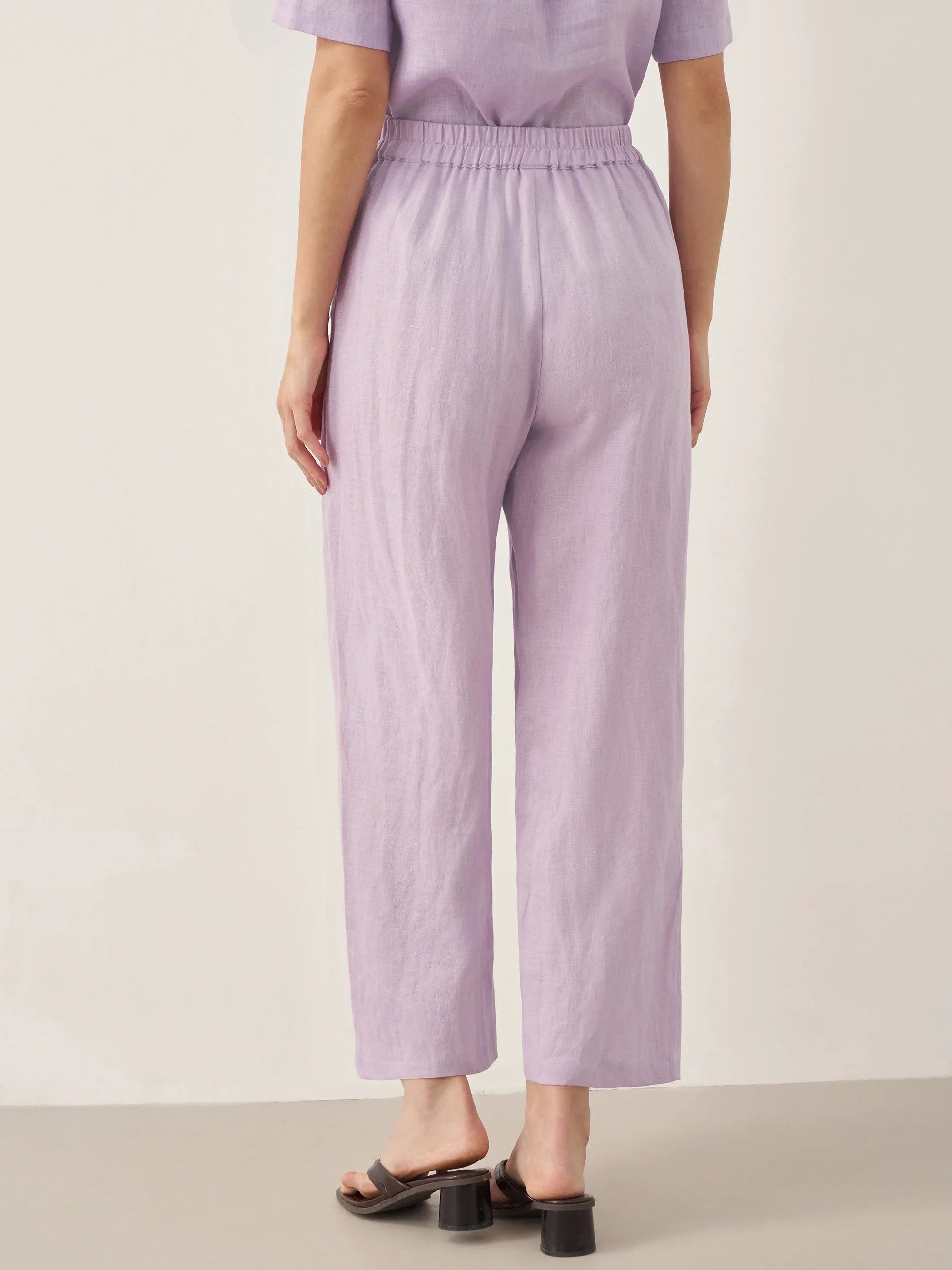 LINTICO 100% Linen Short-Sleeve Round Neck Button Detail Top & Pants Set SASHA — comparison shot