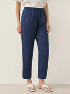 LINTICO 100% Linen Straight-Leg Pants with Elastic Waist PATRICE — detail shot 10