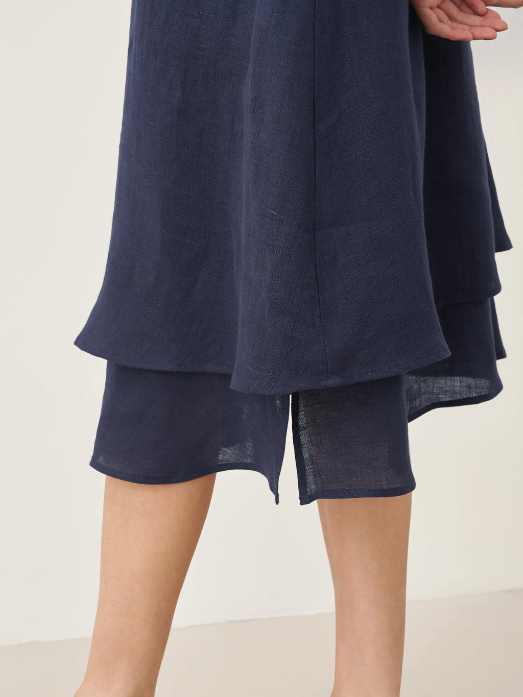 100% Linen V-Neck Double-Layer Mini Dress JAYDA