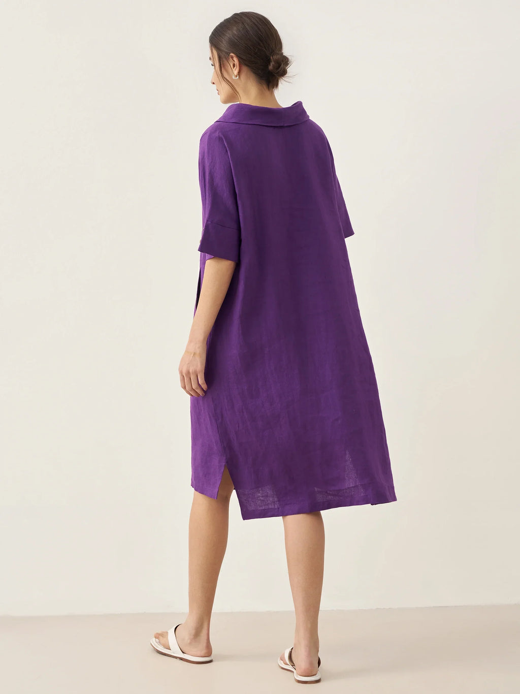 LINTICO LINTICO 100% Linen V-Neck Pullover Midi Dress AUBREY — dresses-midi dresses-linen category context