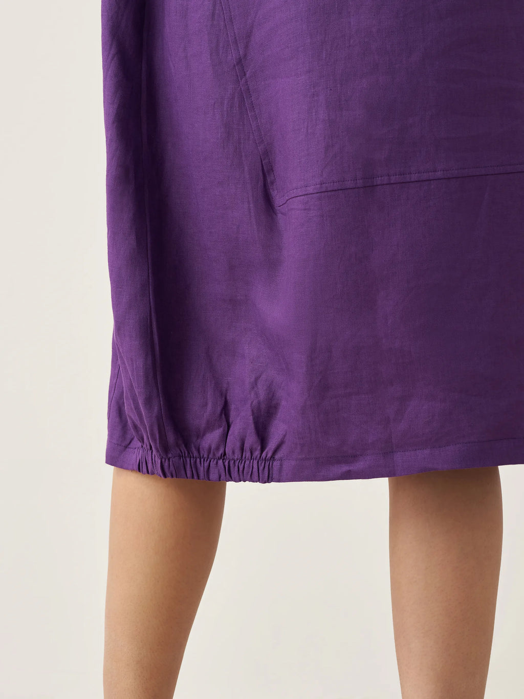 LINTICO 100% Linen Collarless Mid-Length Dress SOFIA — product on model