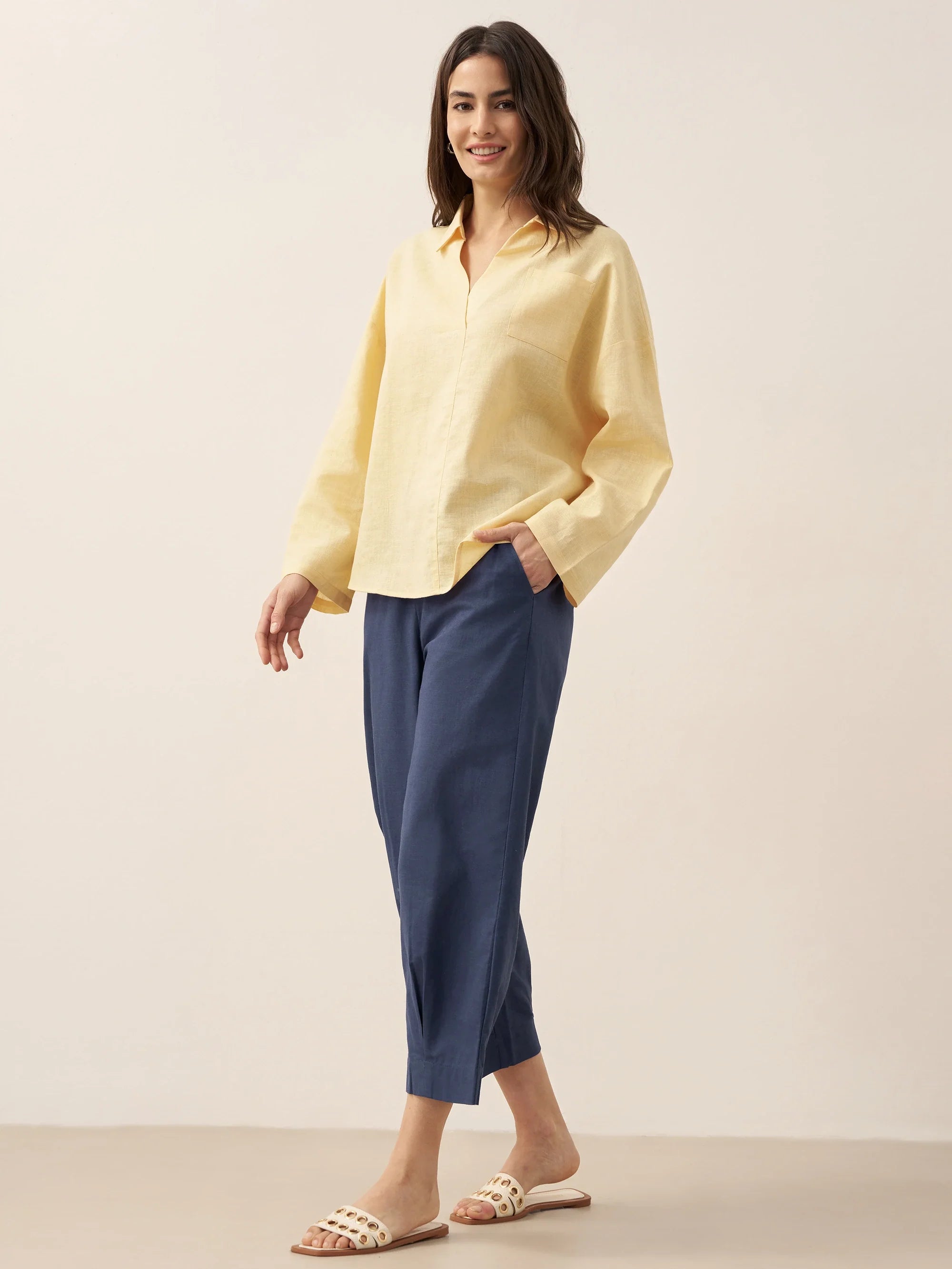 LINTICO Linen Oversized Fit Pocket Shirt ELOWEN — size reference