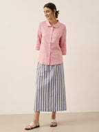 LINTICO Linen Striped Drawstring Skirt ELISE — detail shot 7
