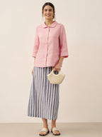 LINTICO Linen Striped Drawstring Skirt ELISE — lifestyle worn / used context