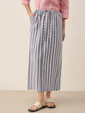 LINTICO Linen Striped Drawstring Skirt ELISE — main product shot