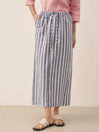 LINTICO Linen Striped Drawstring Skirt ELISE — main product shot