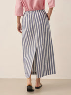 LINTICO Linen Striped Drawstring Skirt ELISE — bottoms-skirts-linen blend category context