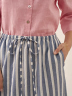 LINTICO Linen Striped Drawstring Skirt ELISE — detail shot 9