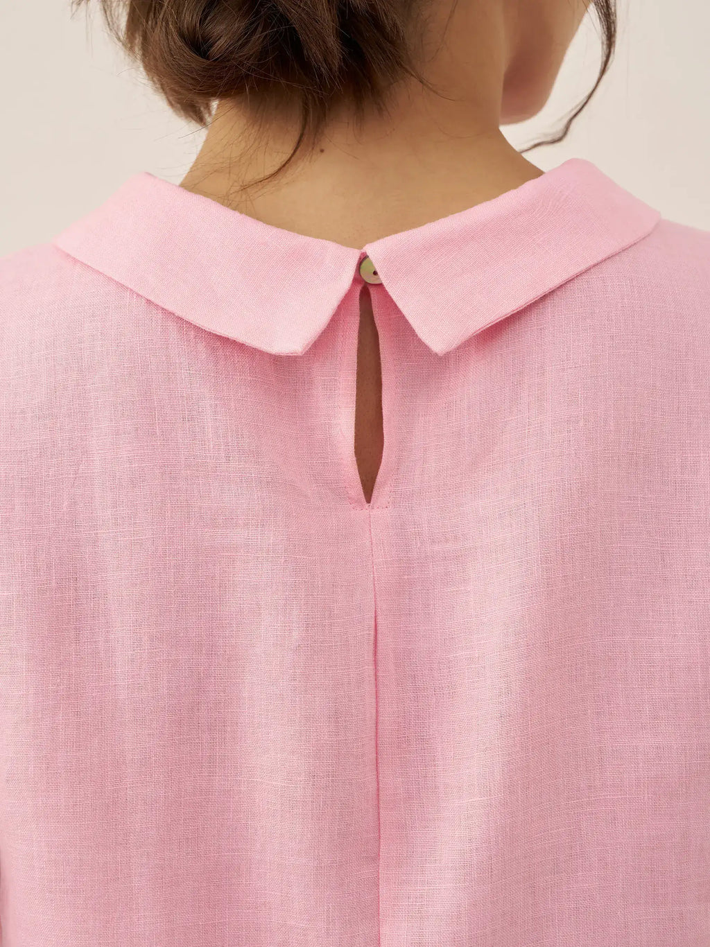 LINTICO 100% Linen Draped Collar Tank Top JACQUELINE — in-use photo