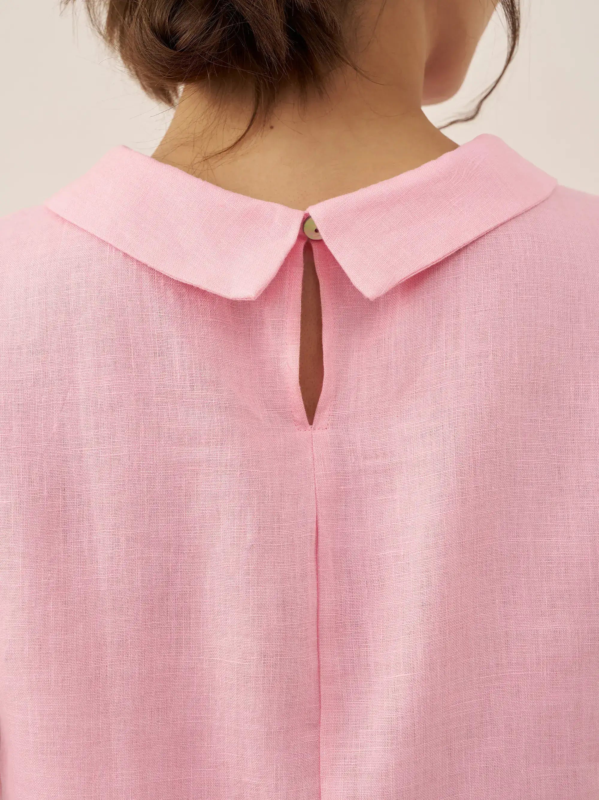 LINTICO 100% Linen Draped Collar Tank Top JACQUELINE — in-use photo