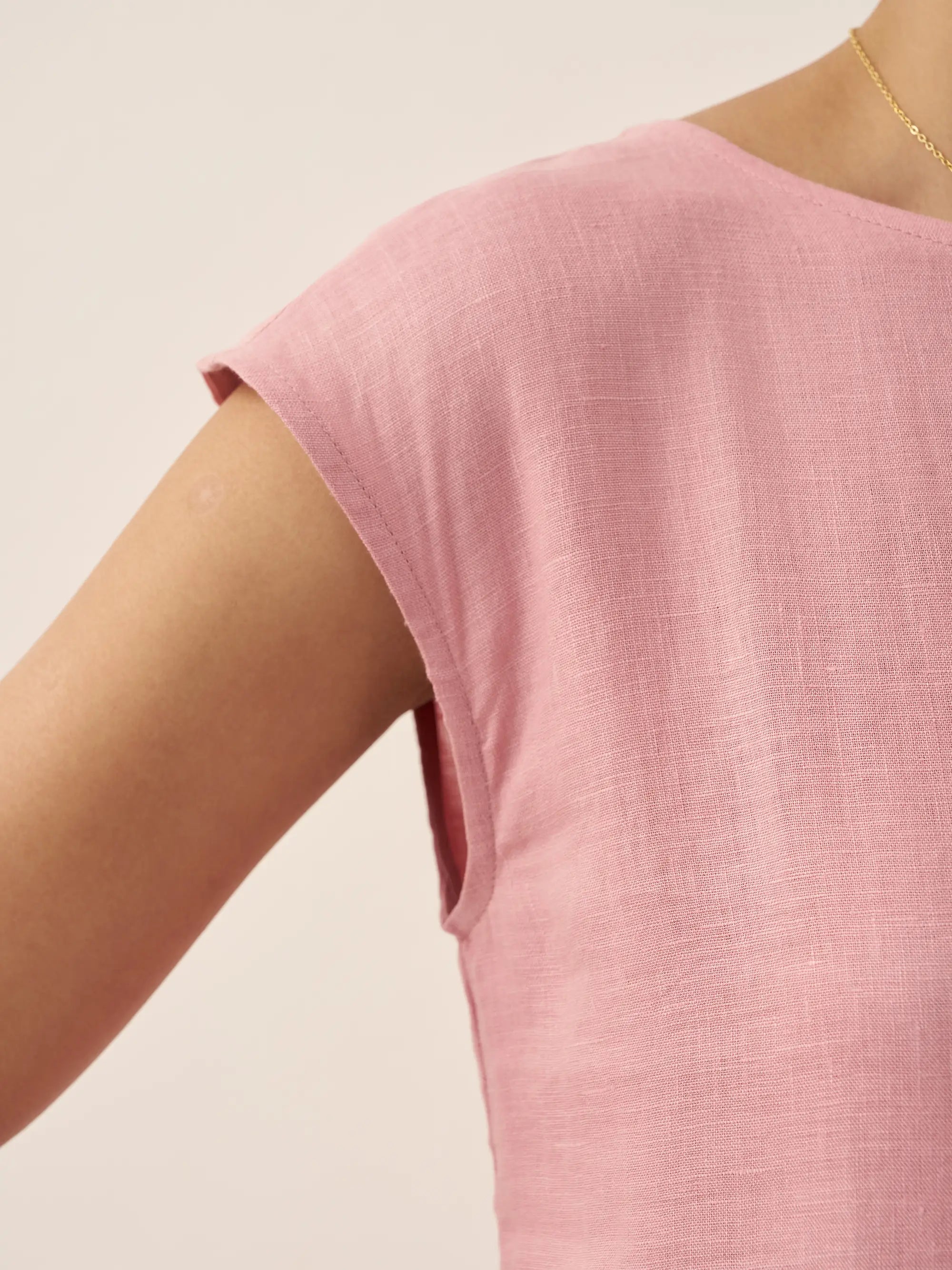 LINTICO 100% Linen Cap Sleeve Washed Maxi Dress JOAN — feature highlight