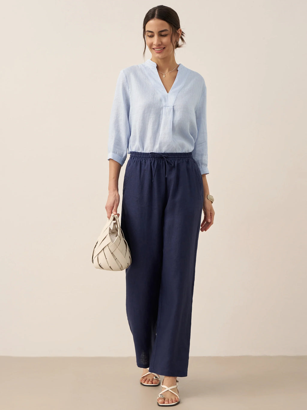 LINTICO 100% Linen Classic Pants LYON — detail shot 6