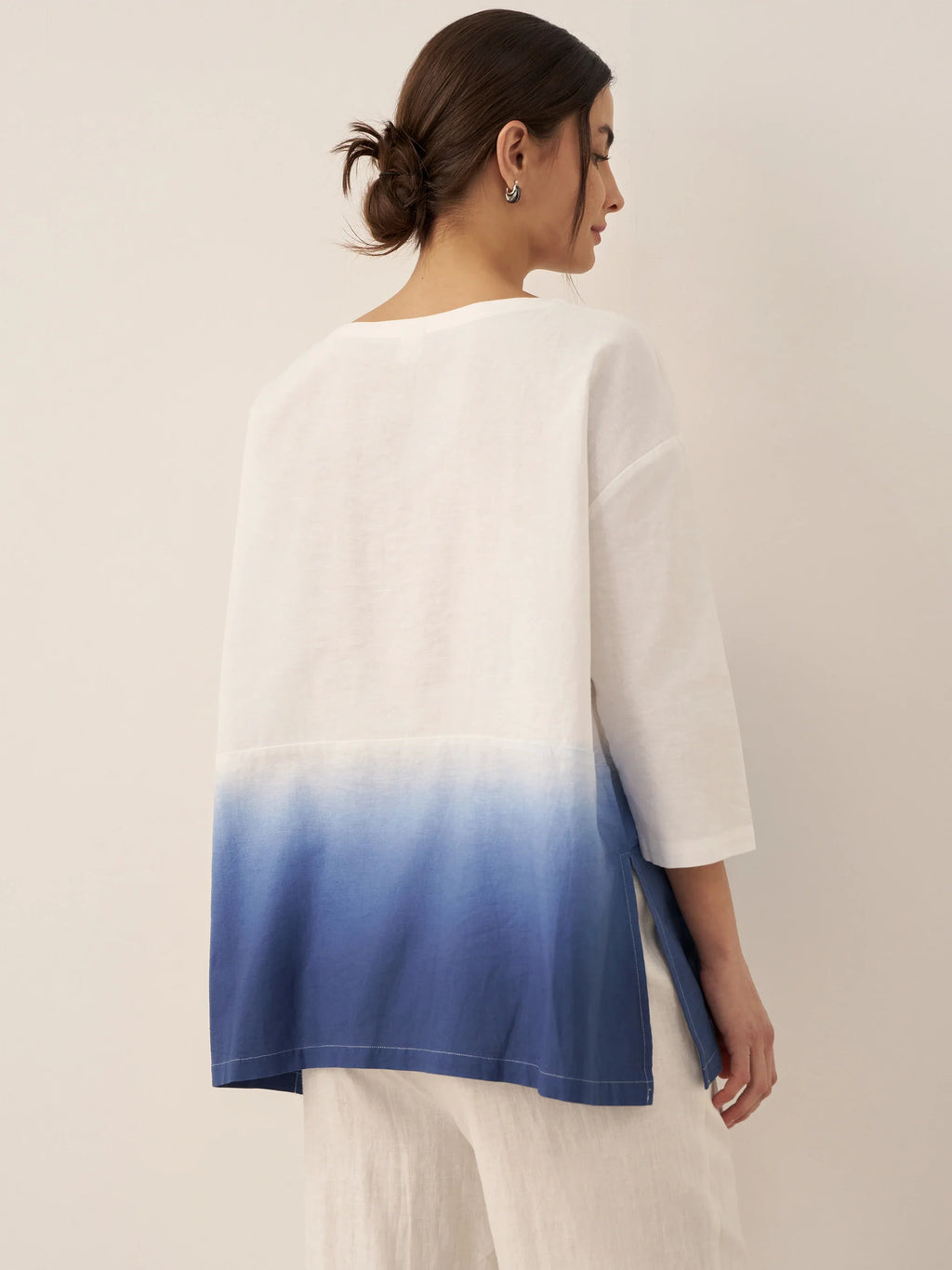 LINTICO Linen White Boat Neck Oversized Top AVA — alternative angle