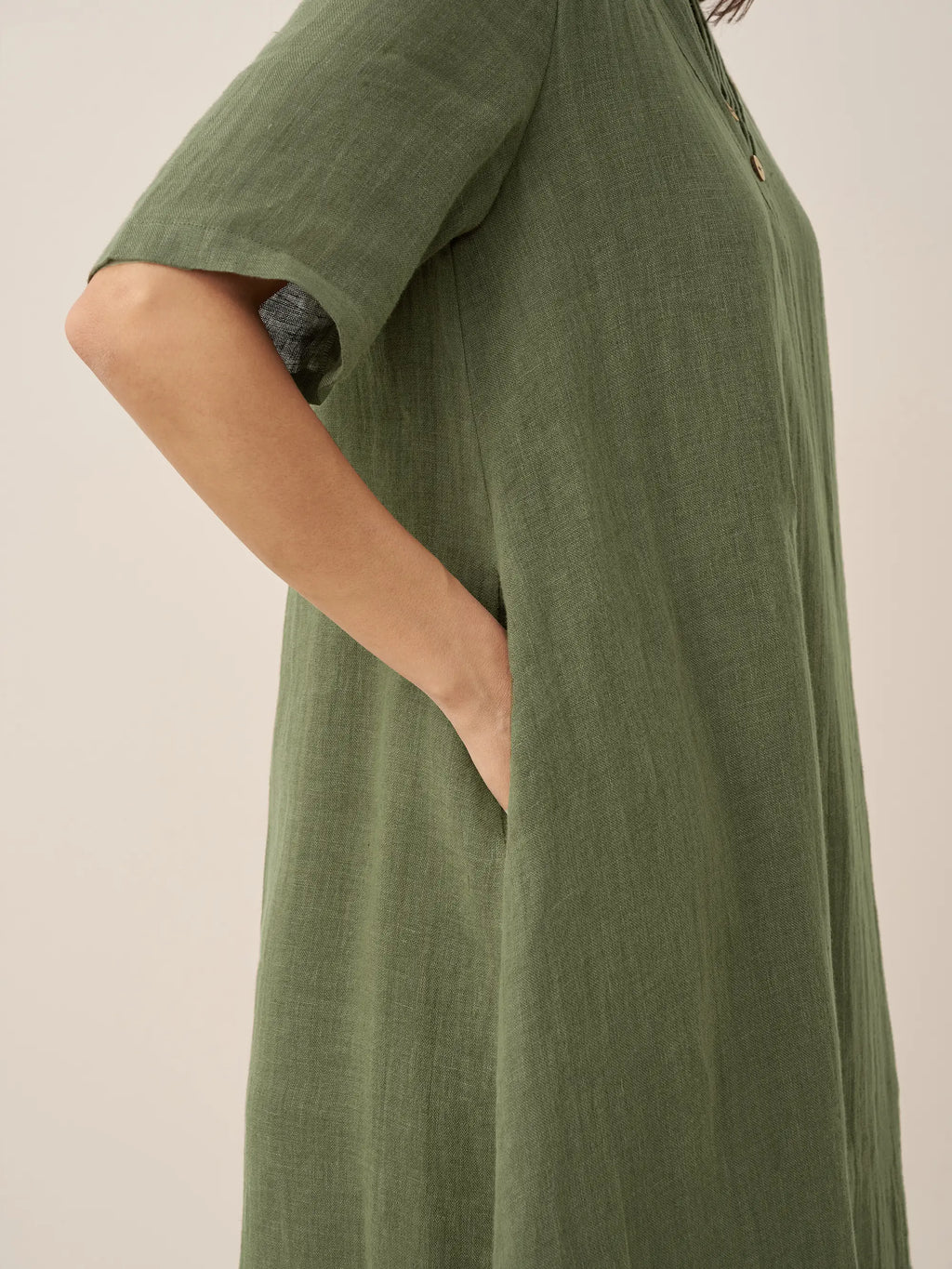 100% Linen V-Neck Double-Layer Mini Dress JAYDA