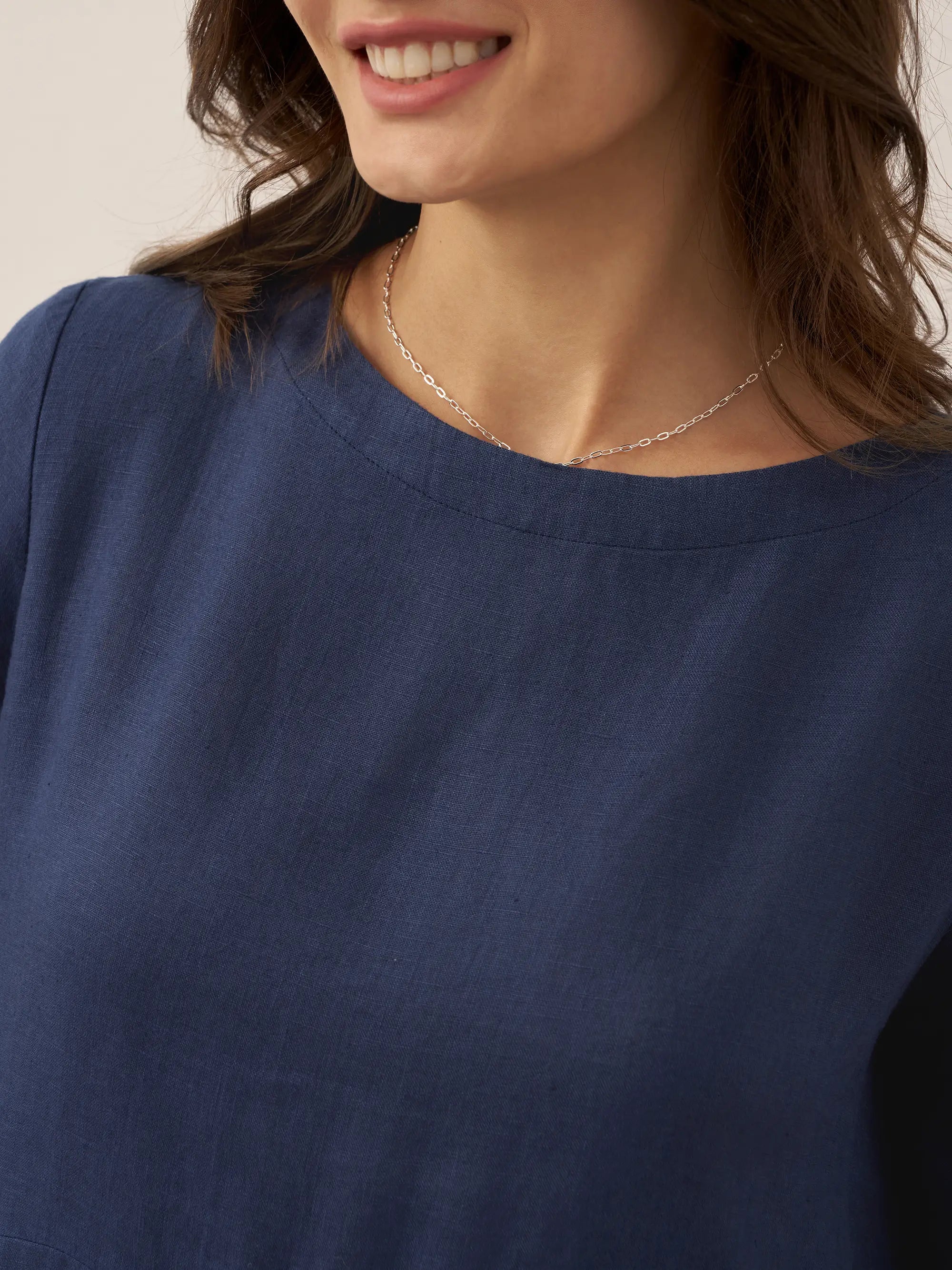 LINTICO 100% Linen Bateau Neck Pleated Maxi Dress — detail shot 10