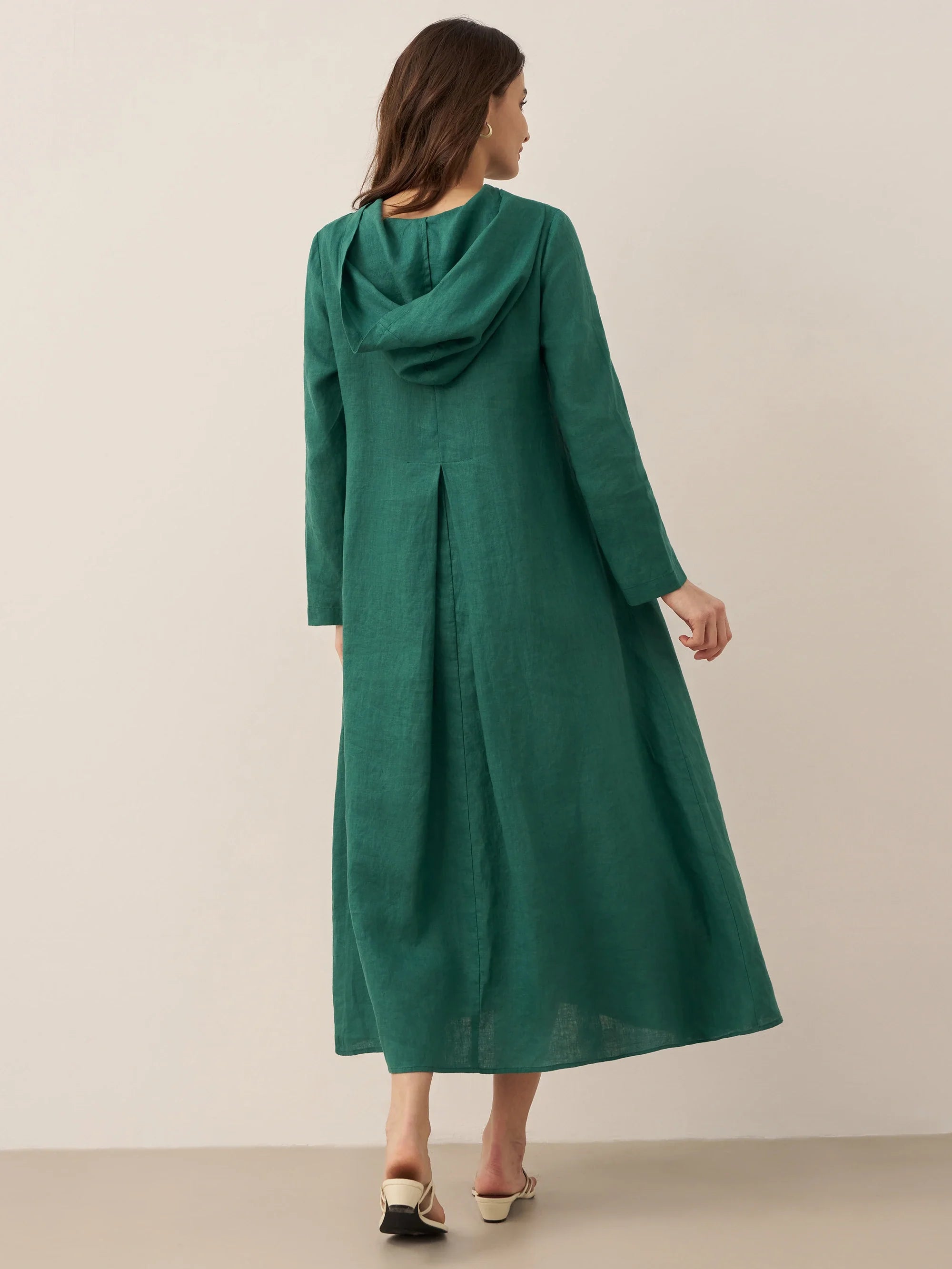 LINTICO 100% Linen Hooded Pullover Maxi Dress REBECCA — alternative angle