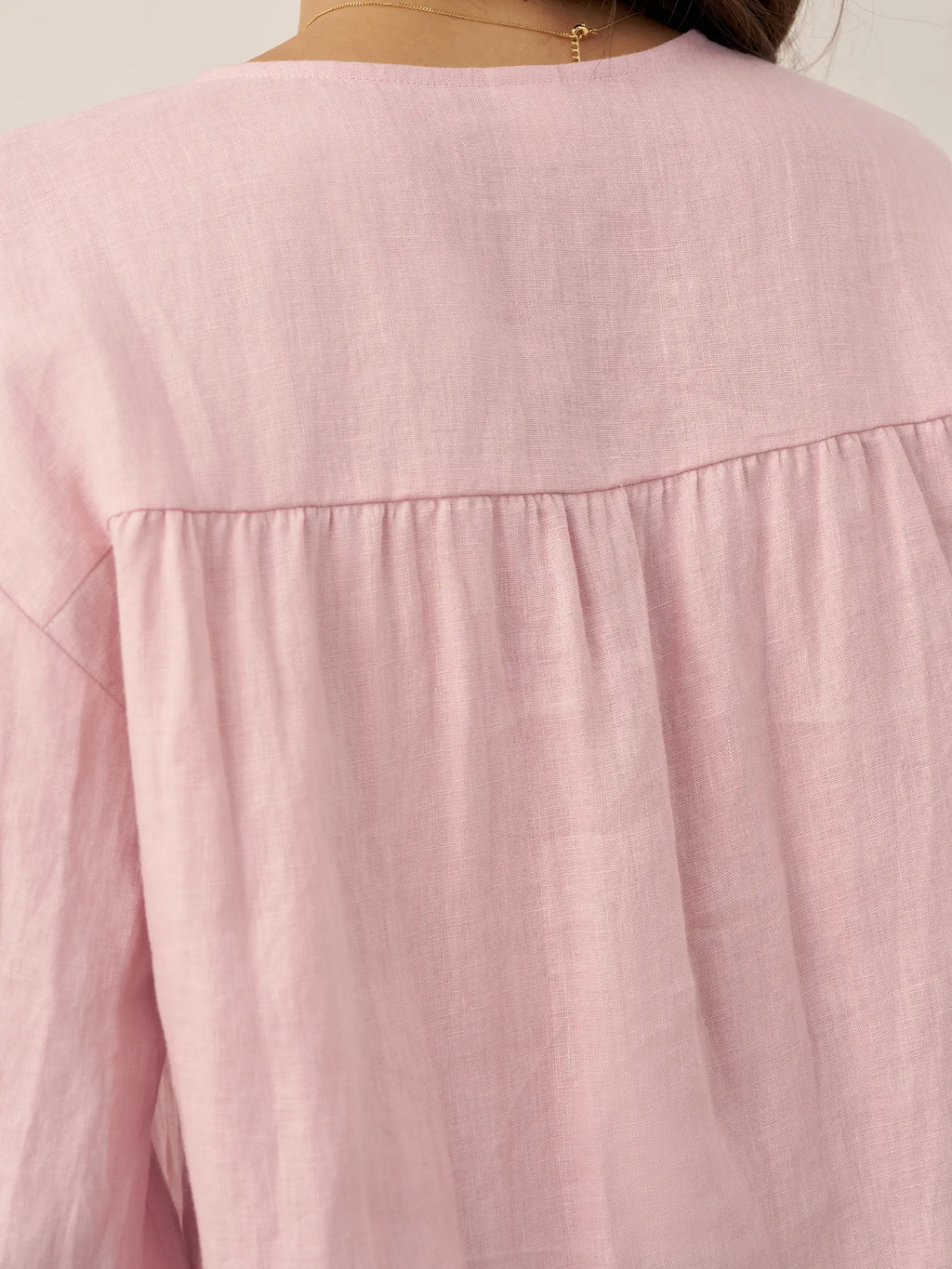 LINTICO 100% Linen Button-Front Drop Shoulder Shirt EASTER — side view