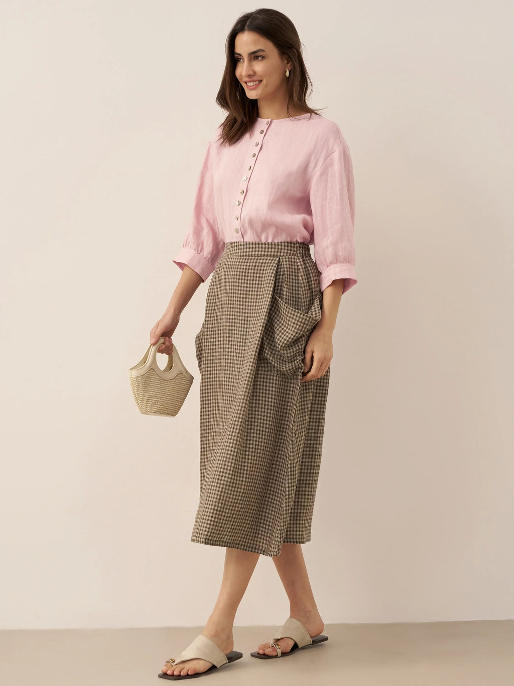 LINTICO 100% Linen Button-Front Drop Shoulder Shirt EASTER — main product shot
