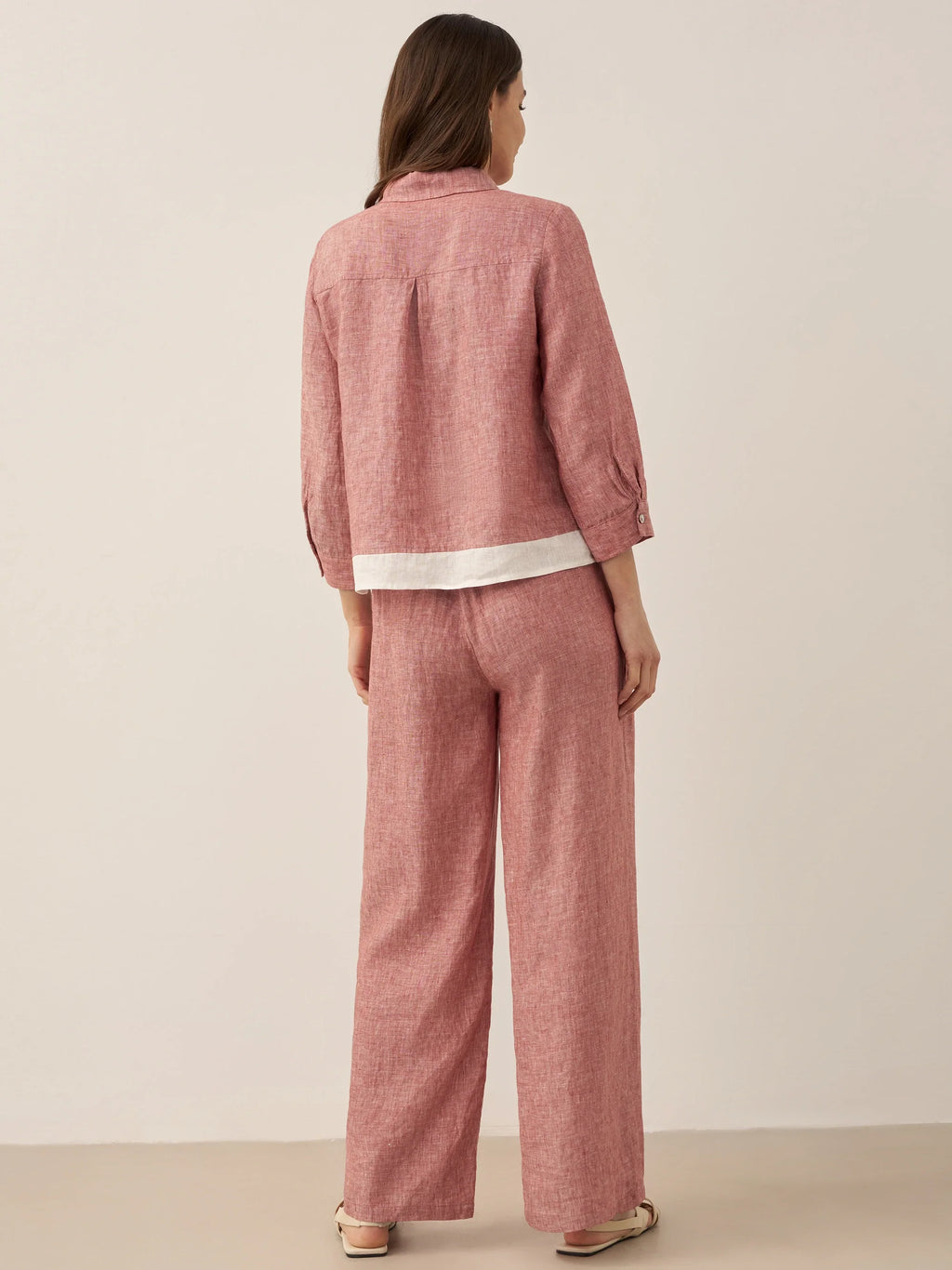 LINTICO 100% Linen Elastic Waist Straight-Leg Trousers JOURDAN — side view