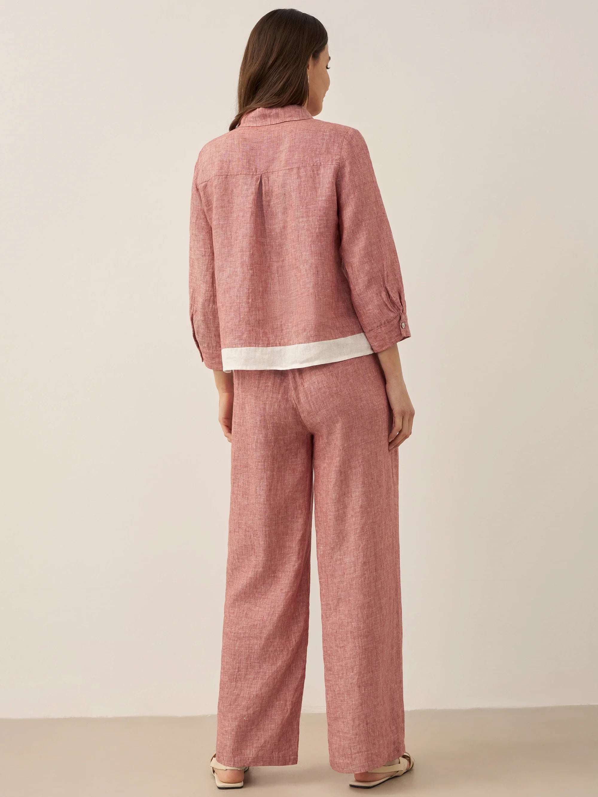 LINTICO 100% Linen Elastic Waist Straight-Leg Trousers JOURDAN — side view