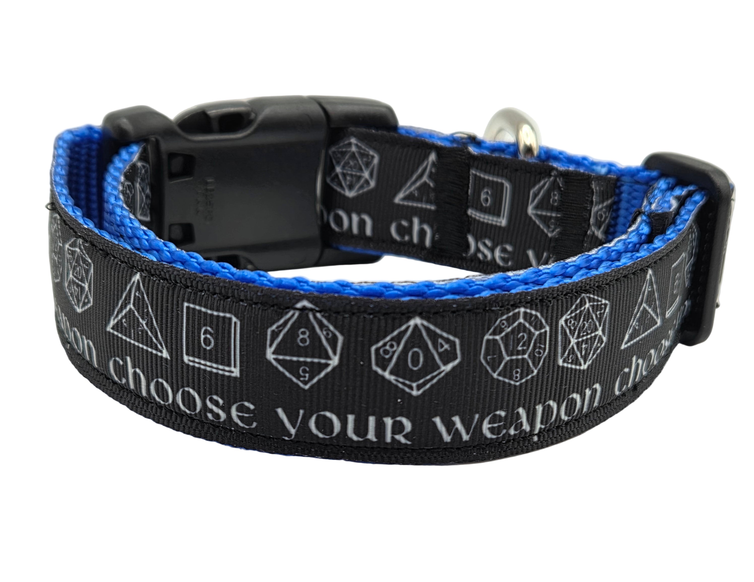 Rewarding Rover LLC Choose Your Weapon” DnD Dog Collar – Large (12"–19") — image 1