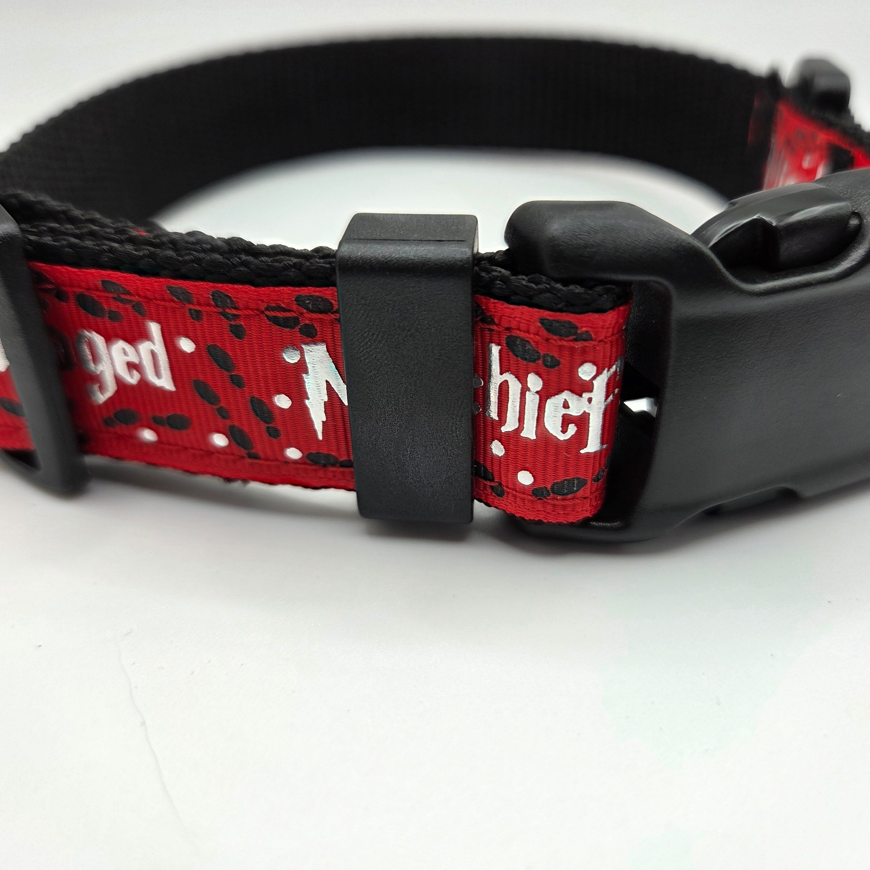 Rewarding Rover LLC Mischief Managed Red, Blue, or Green Dog Collar - 1 inch — image 3