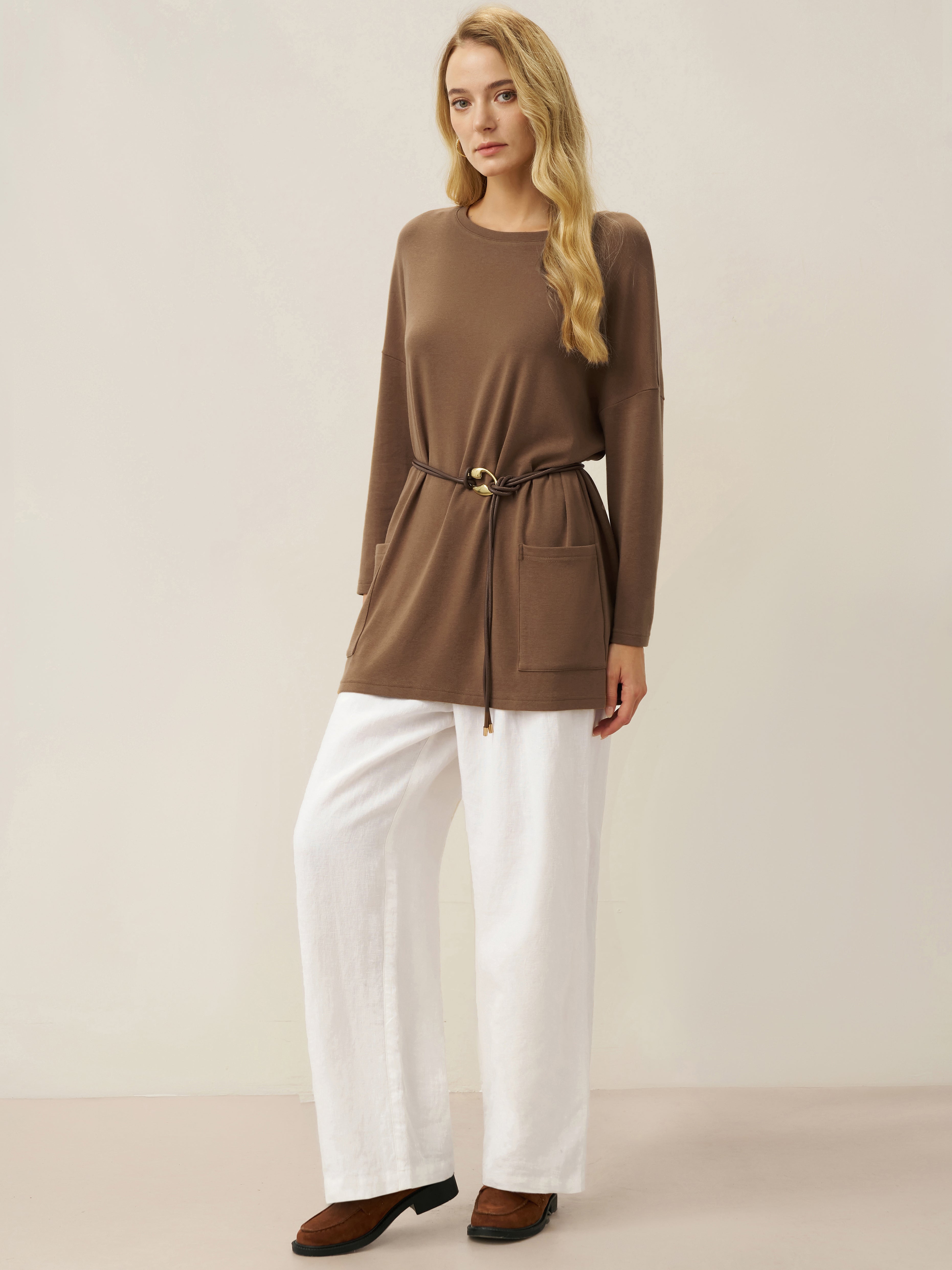 LINTICO 100% Linen Relaxed Fit Straight Leg Trousers KINSLEY — detail shot 10