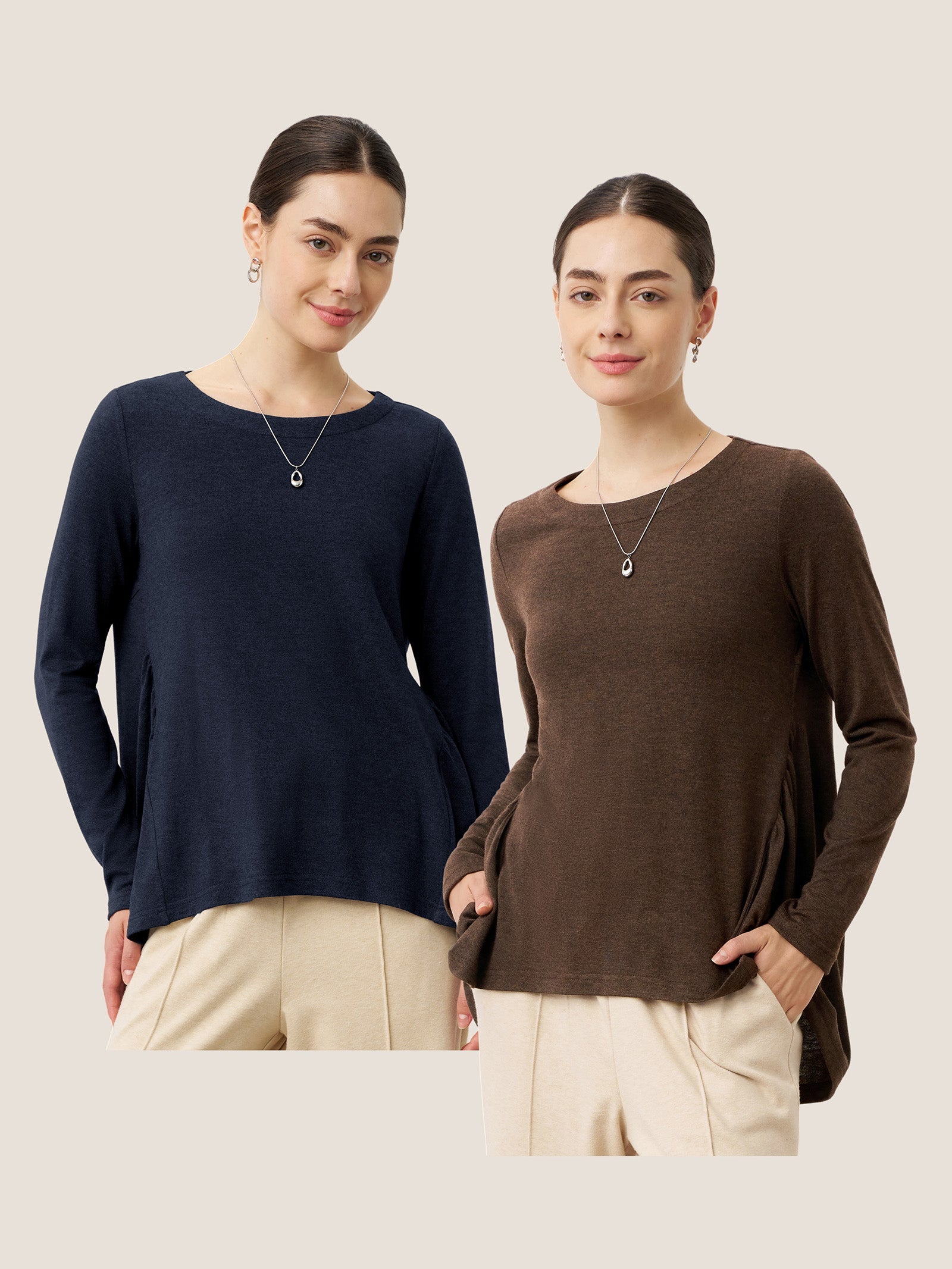 LINTICO LINTICO Wool Panelled Ruched Asymmetric Hem Top KALISTA — comparison shot