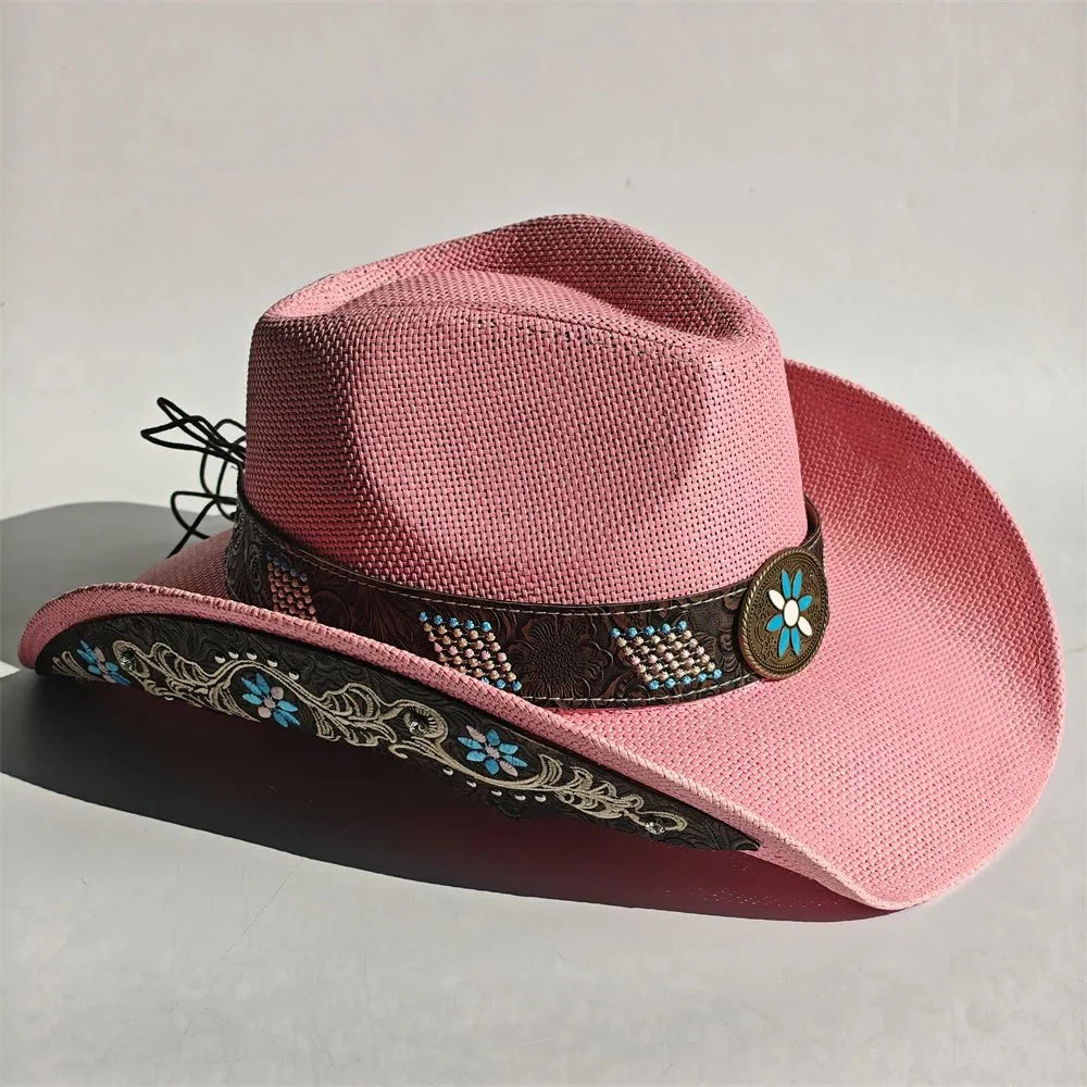 2026 Embroidery Horse Accessories Straw Cowboy Hat for Women Men – Western Sun Hat for Country Concert Rodeo and Cowgirl Hat