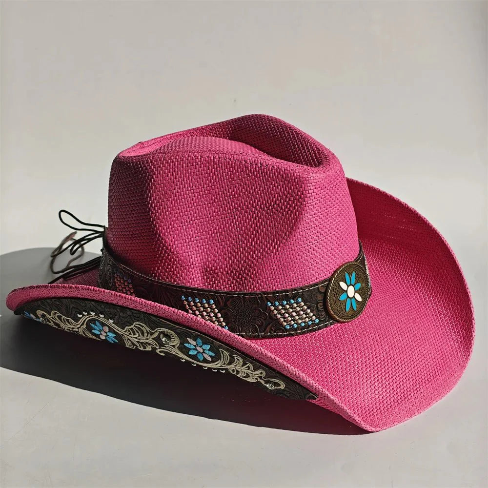 2026 Embroidery Horse Accessories Straw Cowboy Hat for Women Men – Western Sun Hat for Country Concert Rodeo and Cowgirl Hat