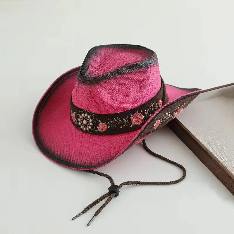 2026 Embroidery Horse Accessories Straw Cowboy Hat for Women Men – Western Sun Hat for Country Concert Rodeo and Cowgirl Hat