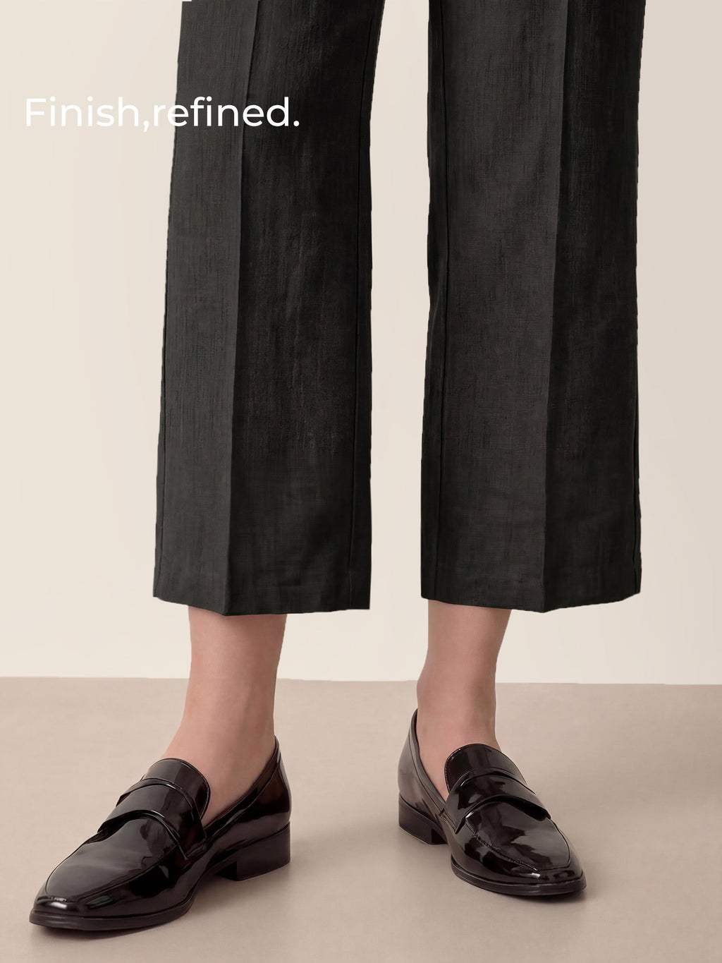 LINTICO Linen Tailored Wide Leg Full Length Pants LEIGHTON — lifestyle worn / used context