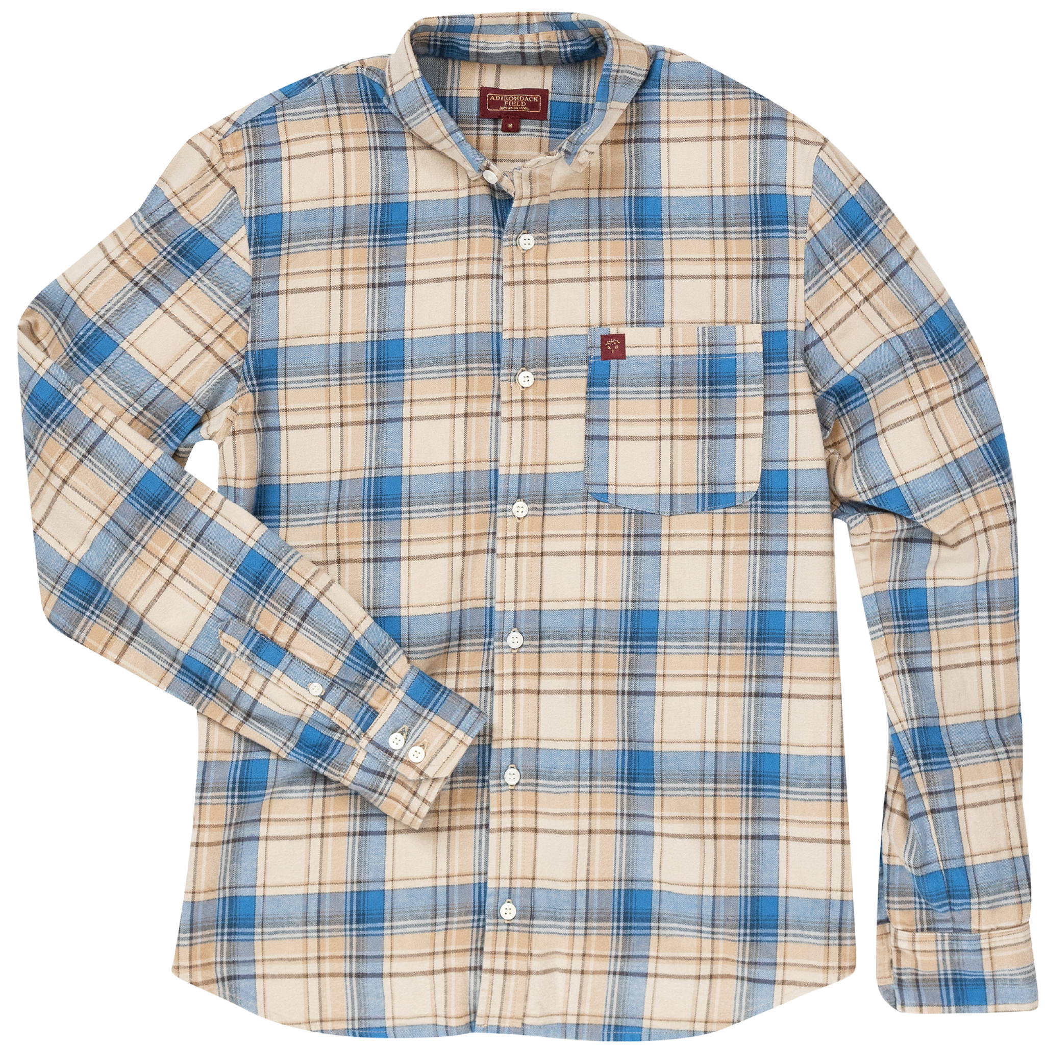 Adirondack Field Pine Knot Flannel Shirt — branding close-up